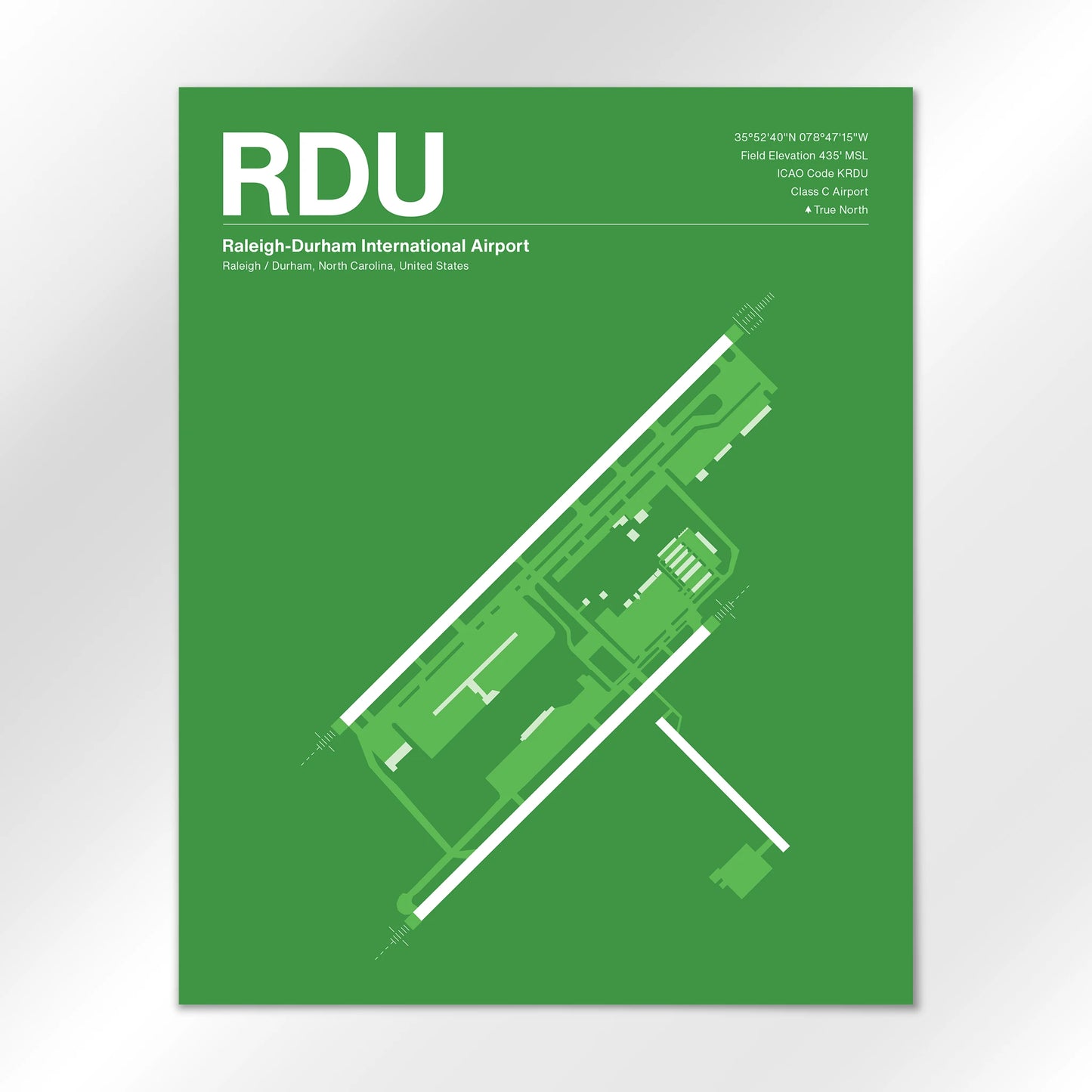 RDU | Raleigh / Durham - Overland Green - 16×20" - No Frame