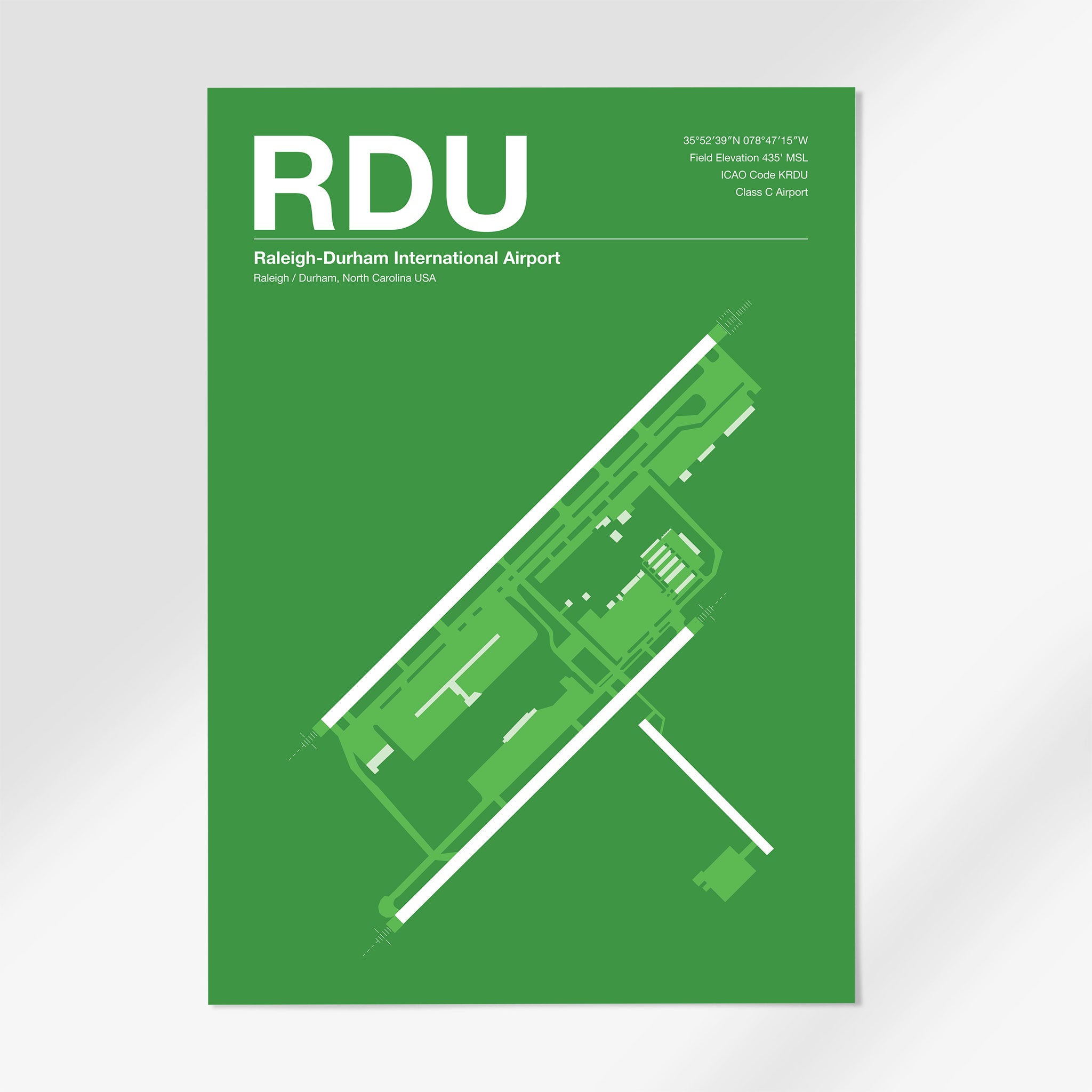 RDU | Raleigh Durham - 24×36" - Overland Green - No Frame