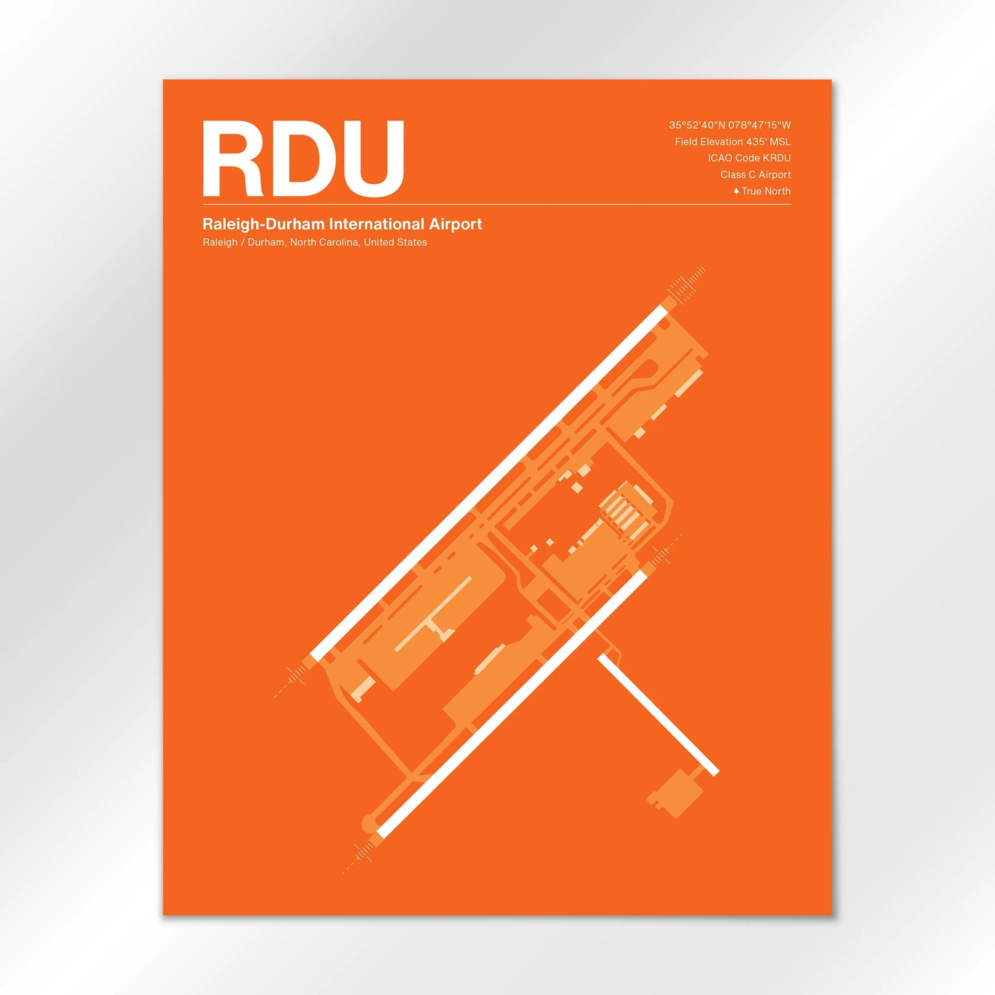 RDU | Raleigh / Durham - Sunset Orange - 16×20" - No Frame