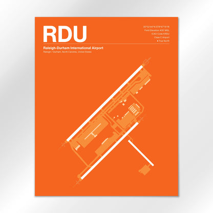 RDU | Raleigh / Durham - Sunset Orange - 16×20" - No Frame