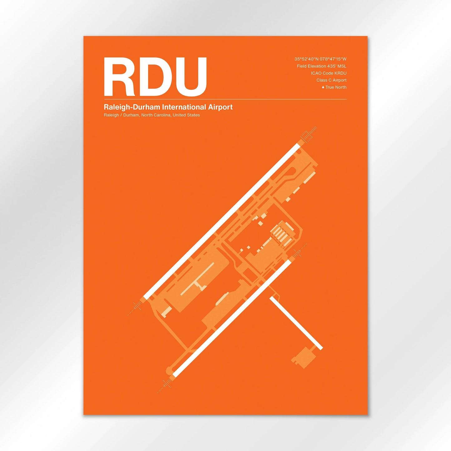 RDU | Raleigh / Durham - Sunset Orange - 18×24" - No Frame