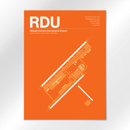 RDU | Raleigh / Durham - Sunset Orange - 18×24" - No Frame