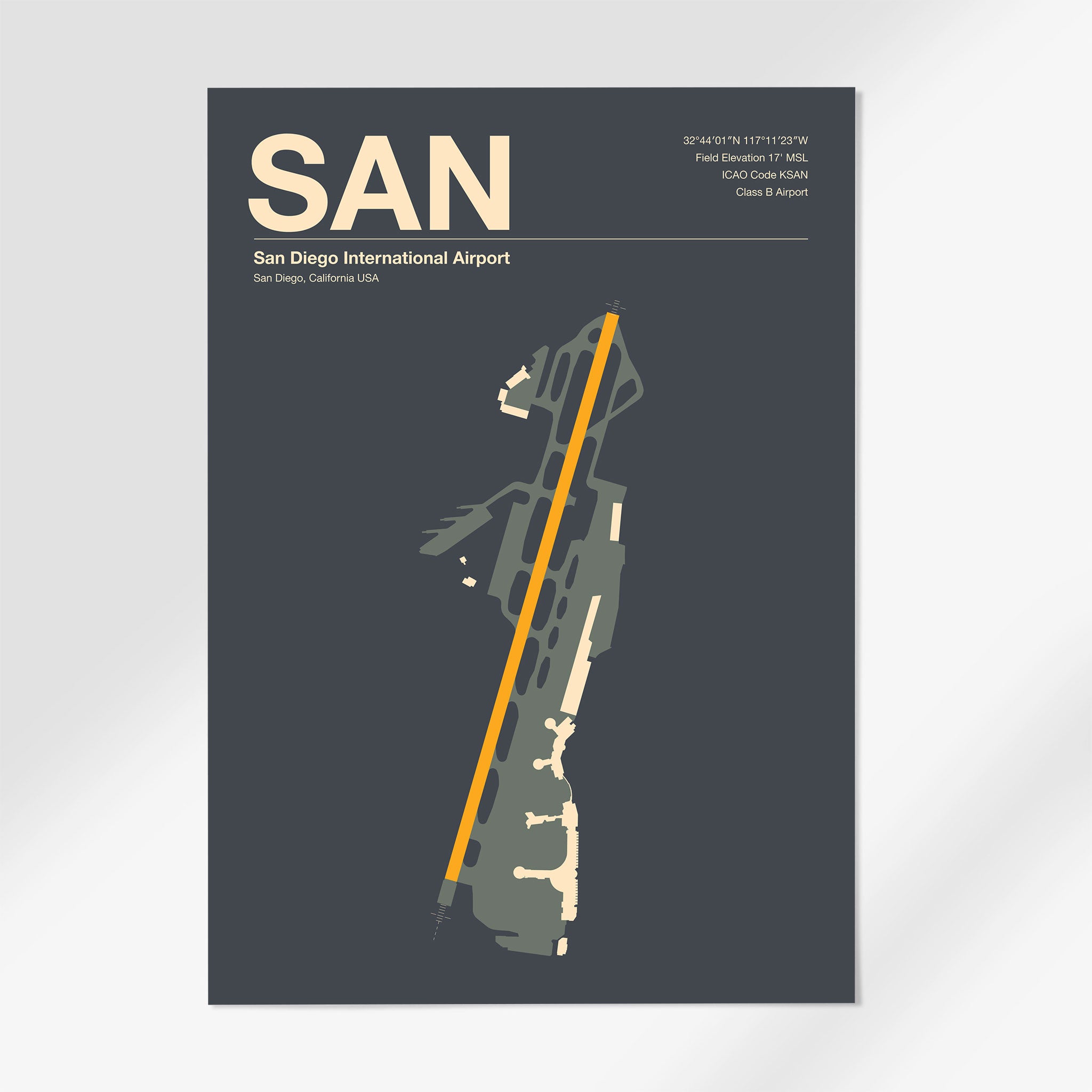 SAN | San Diego - 24×36" - Mid - Century Slate - No Frame