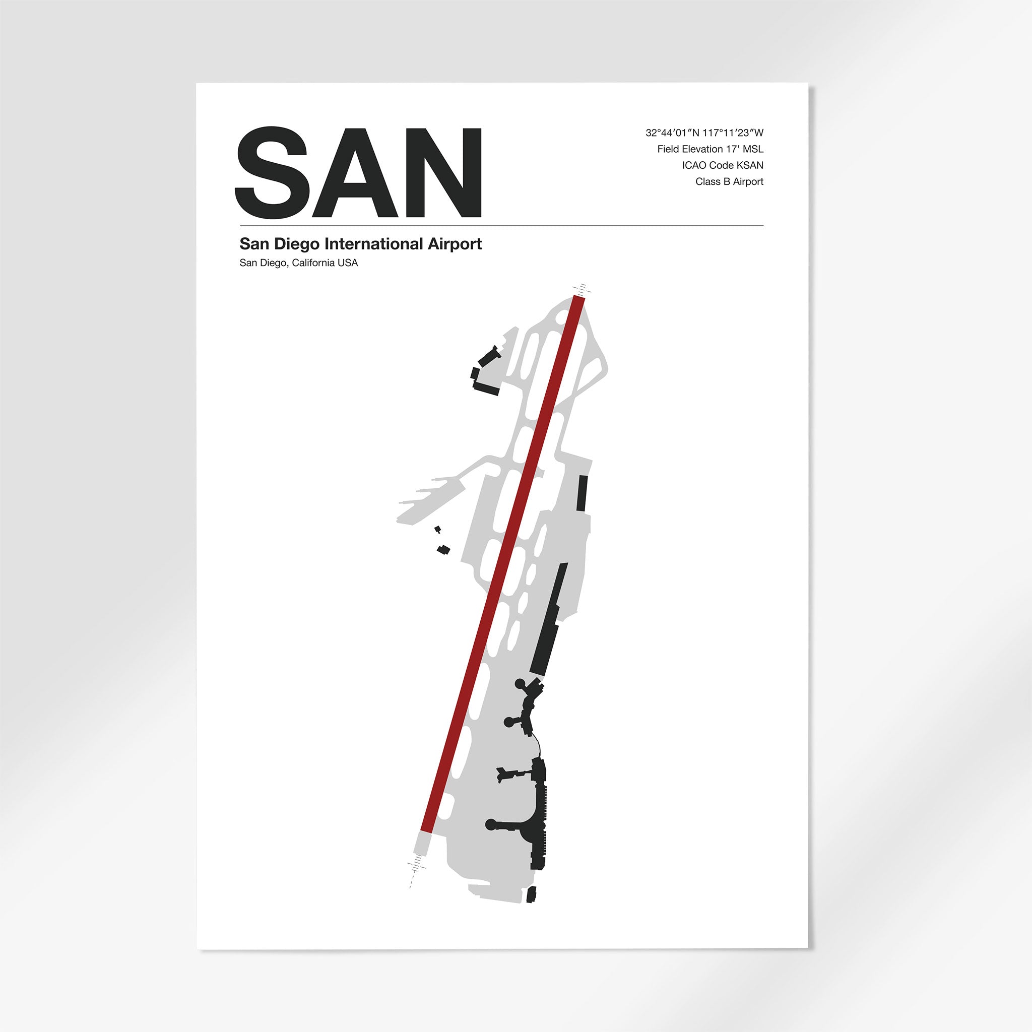 SAN | San Diego - 24×36" - Mid - Century Modern - No Frame