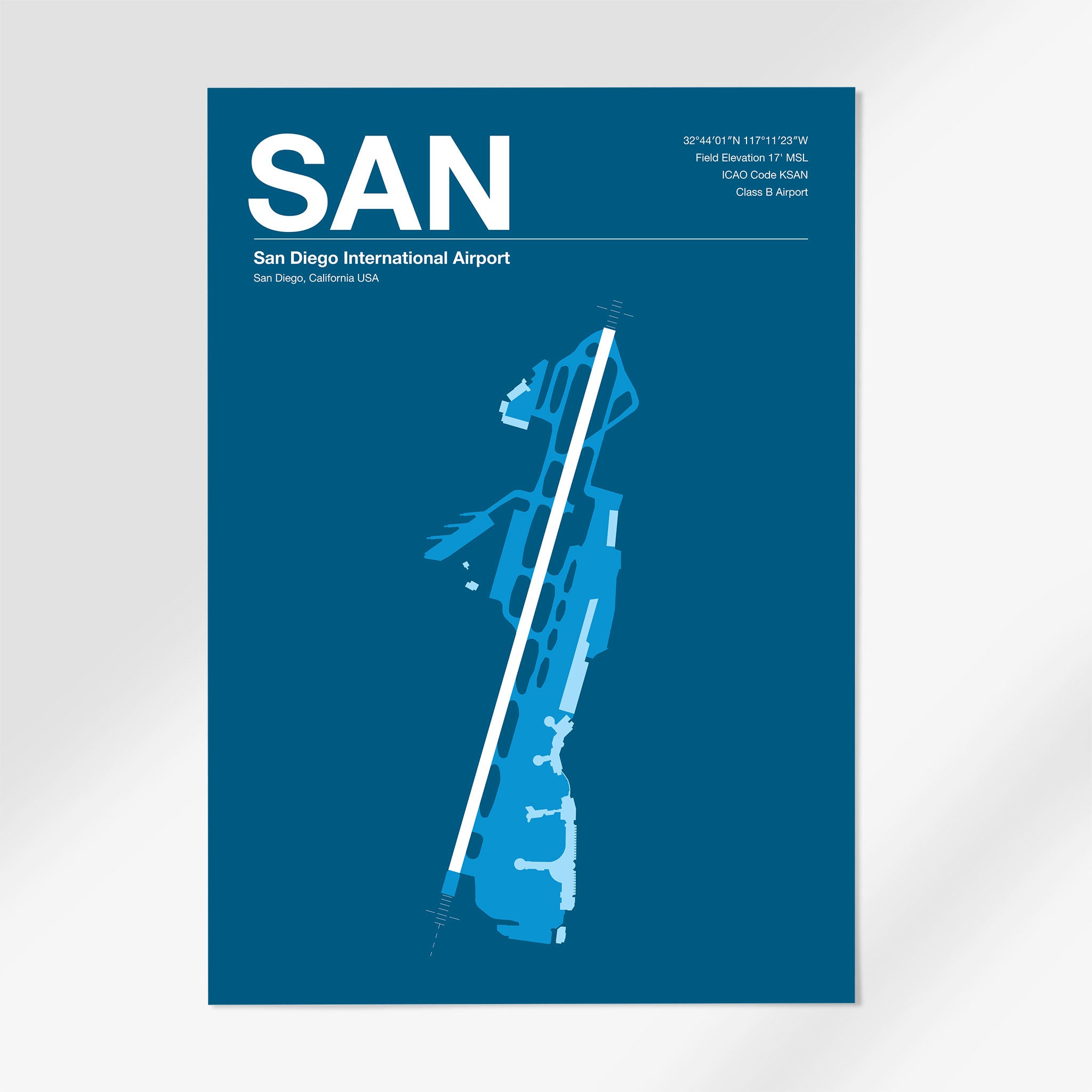 SAN | San Diego - 24×36" - Skyline Blue - No Frame