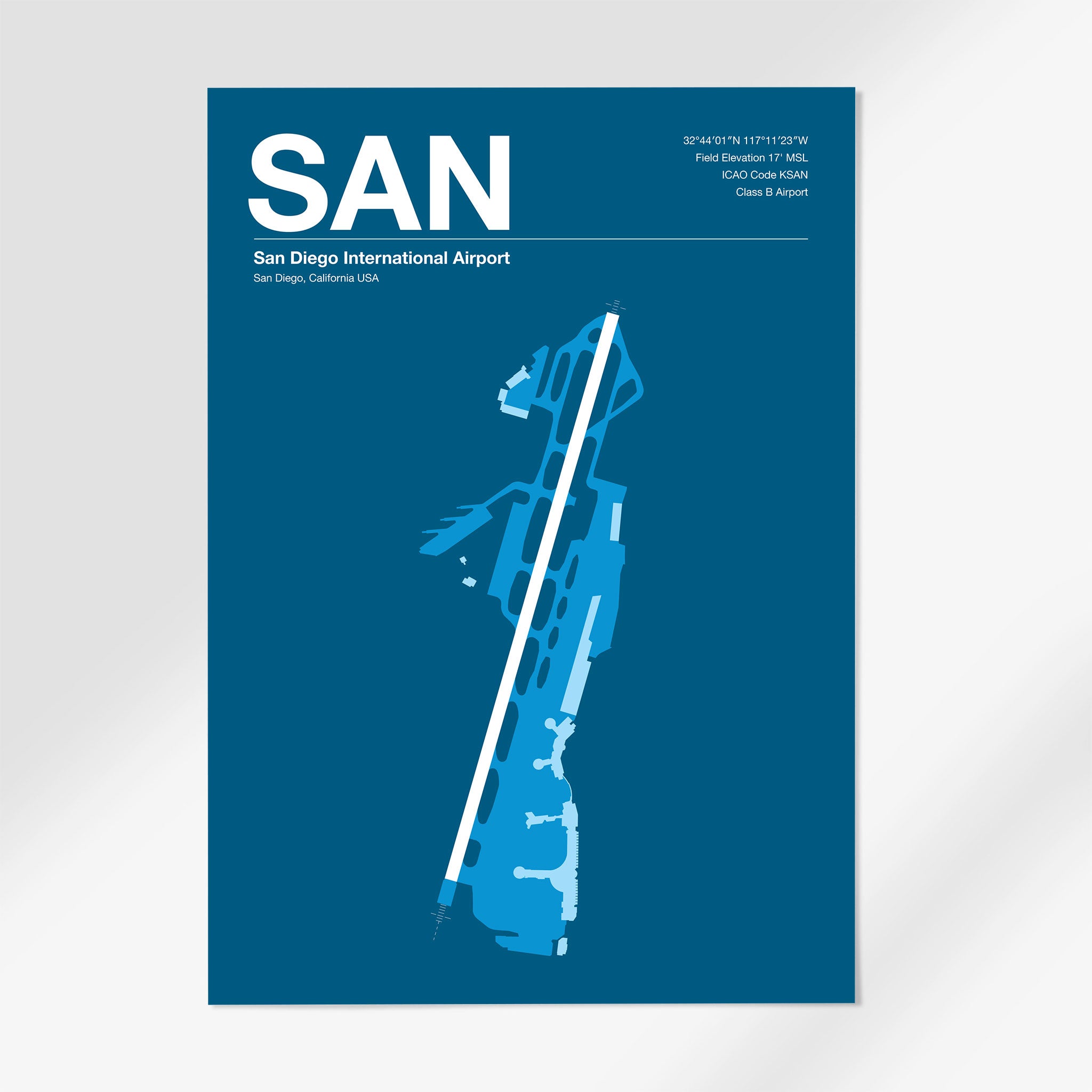 SAN | San Diego - 24×36" - Skyline Blue - No Frame