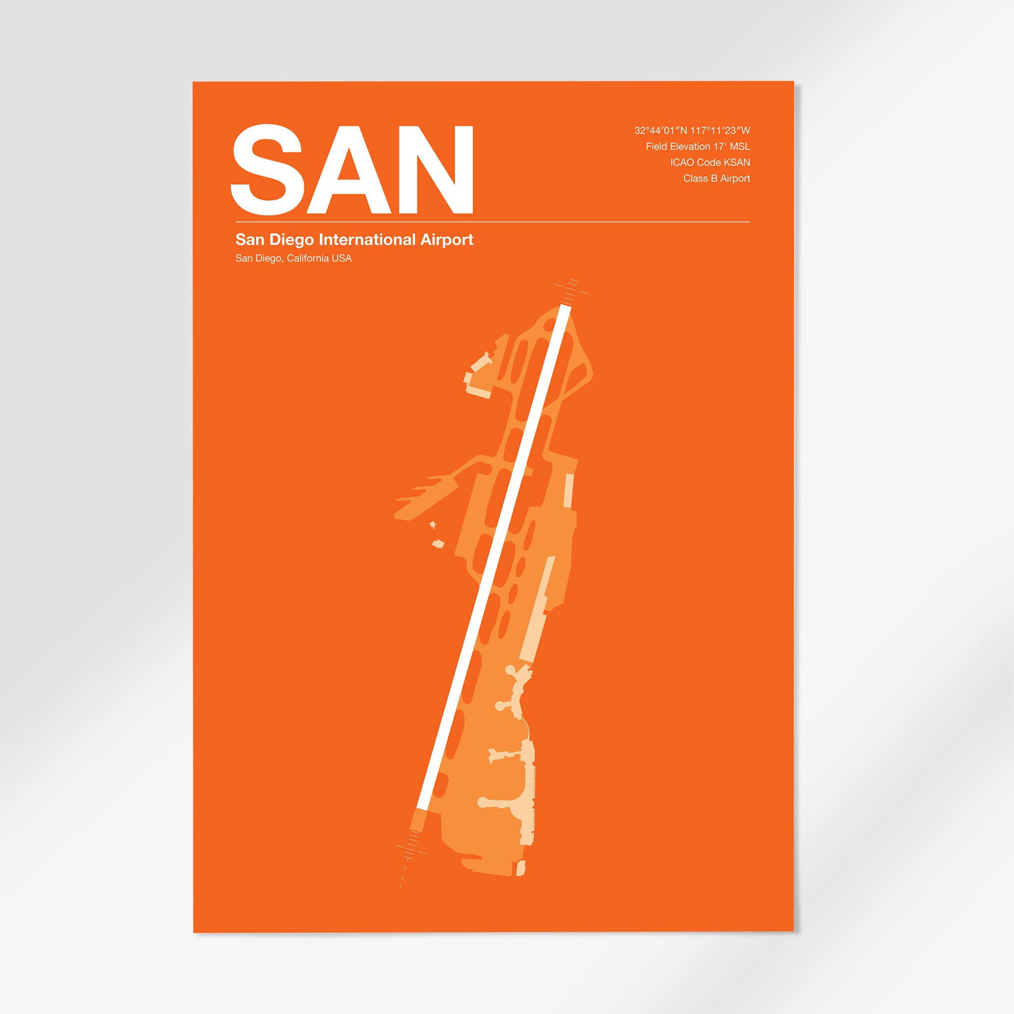 SAN | San Diego - 24×36" - Sunset Orange - No Frame