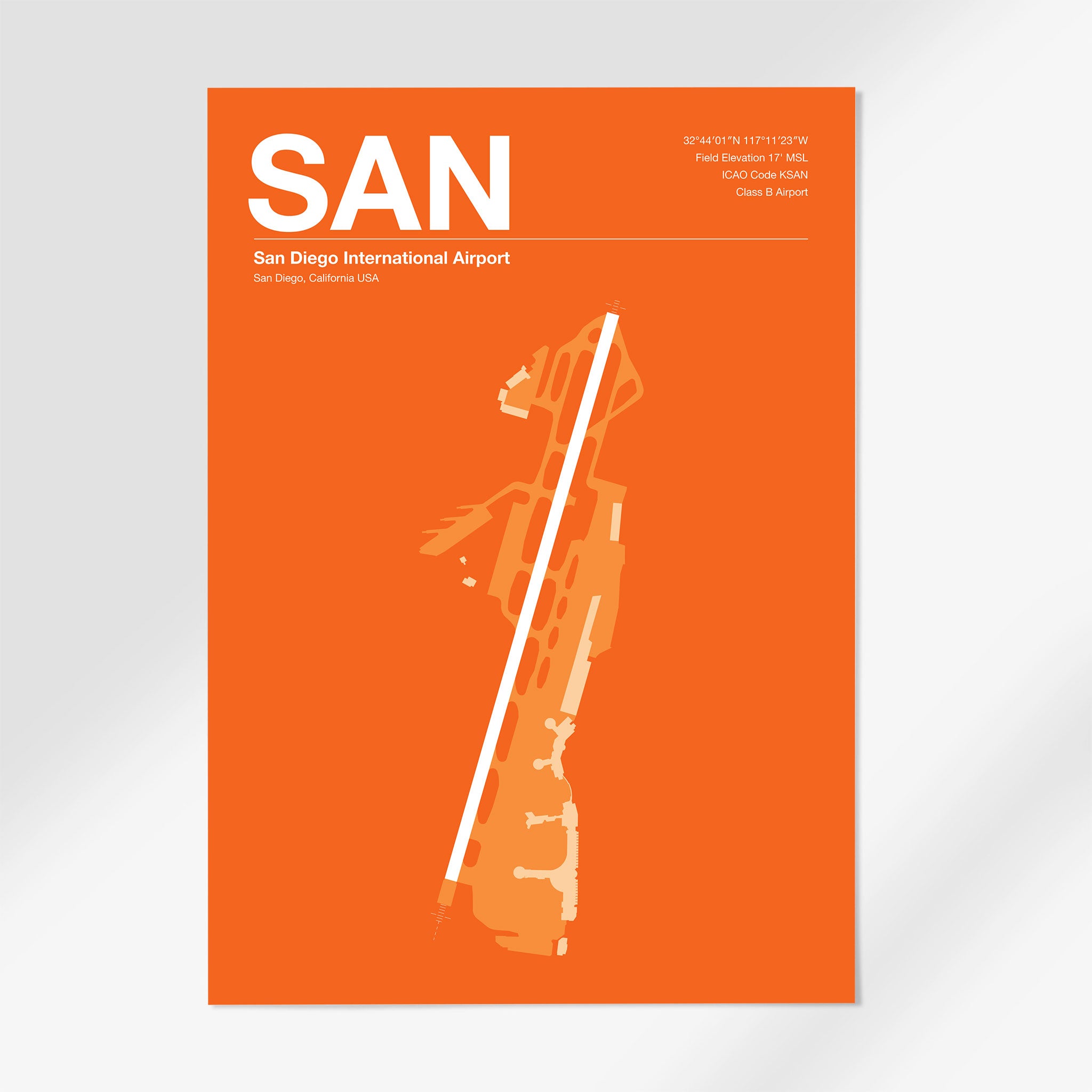 SAN | San Diego - 24×36" - Sunset Orange - No Frame