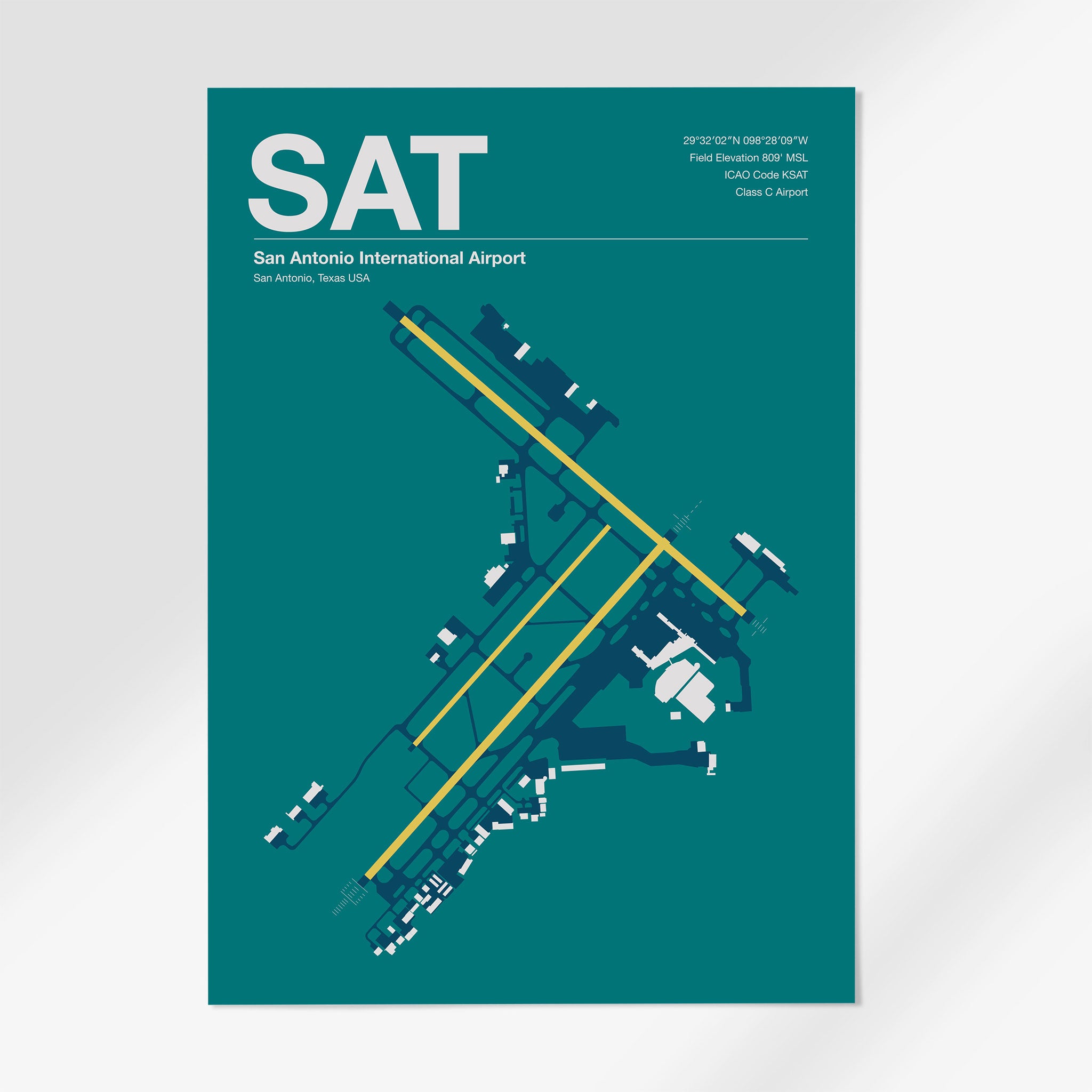 SAT | San Antonio - 12×18" - Mid - Century Moss - No Frame