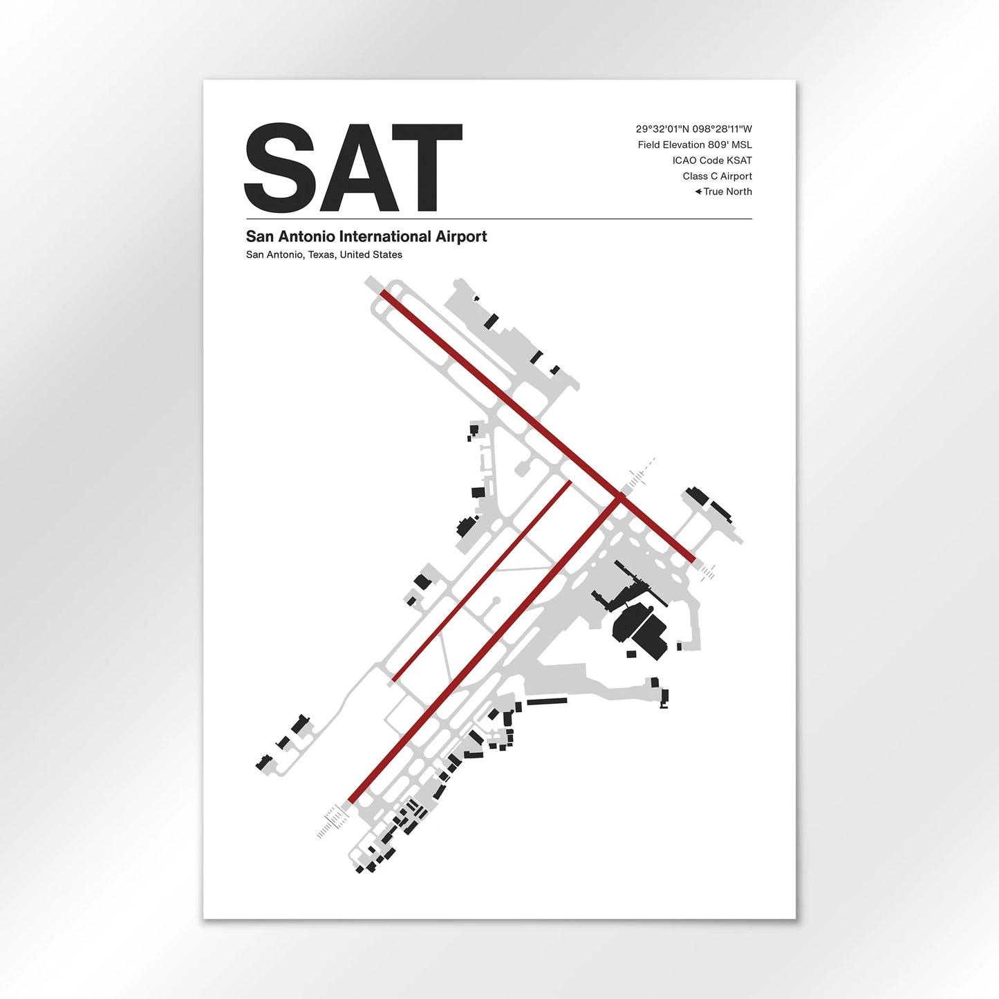 SAT | San Antonio - Mid - Century Modern - A2 - No Frame