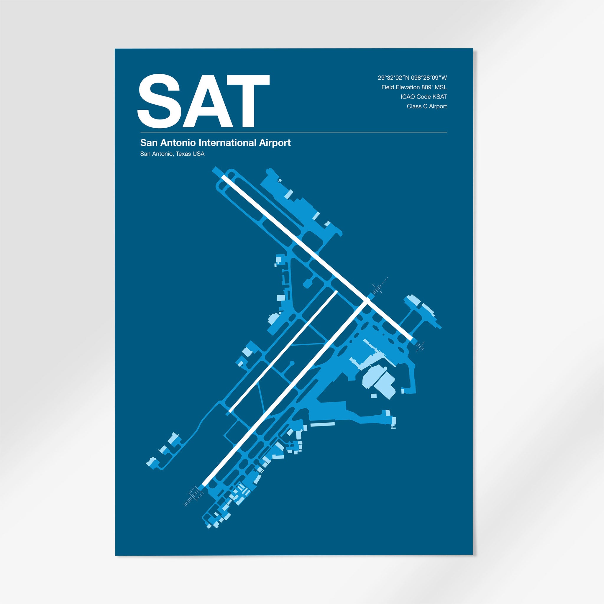 SAT | San Antonio - 12×18" - Skyline Blue - No Frame