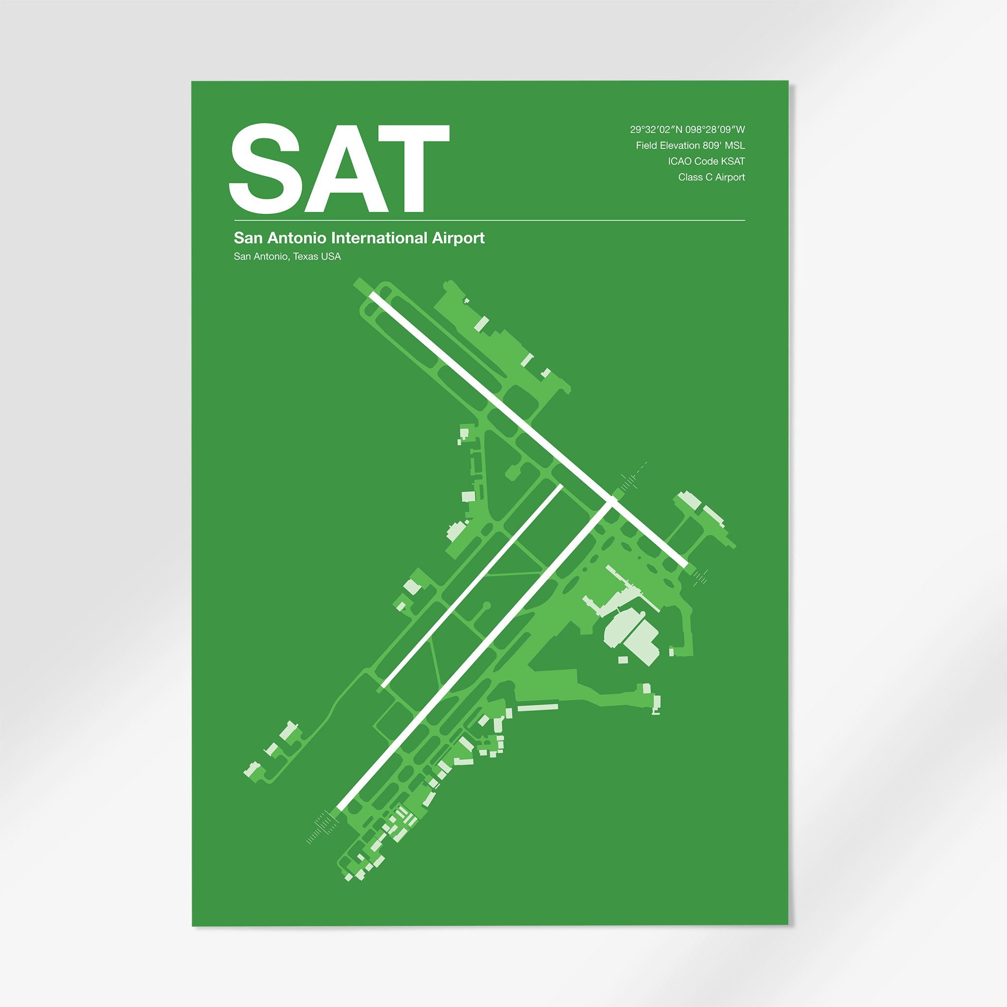 SAT | San Antonio - 12×18" - Overland Green - No Frame