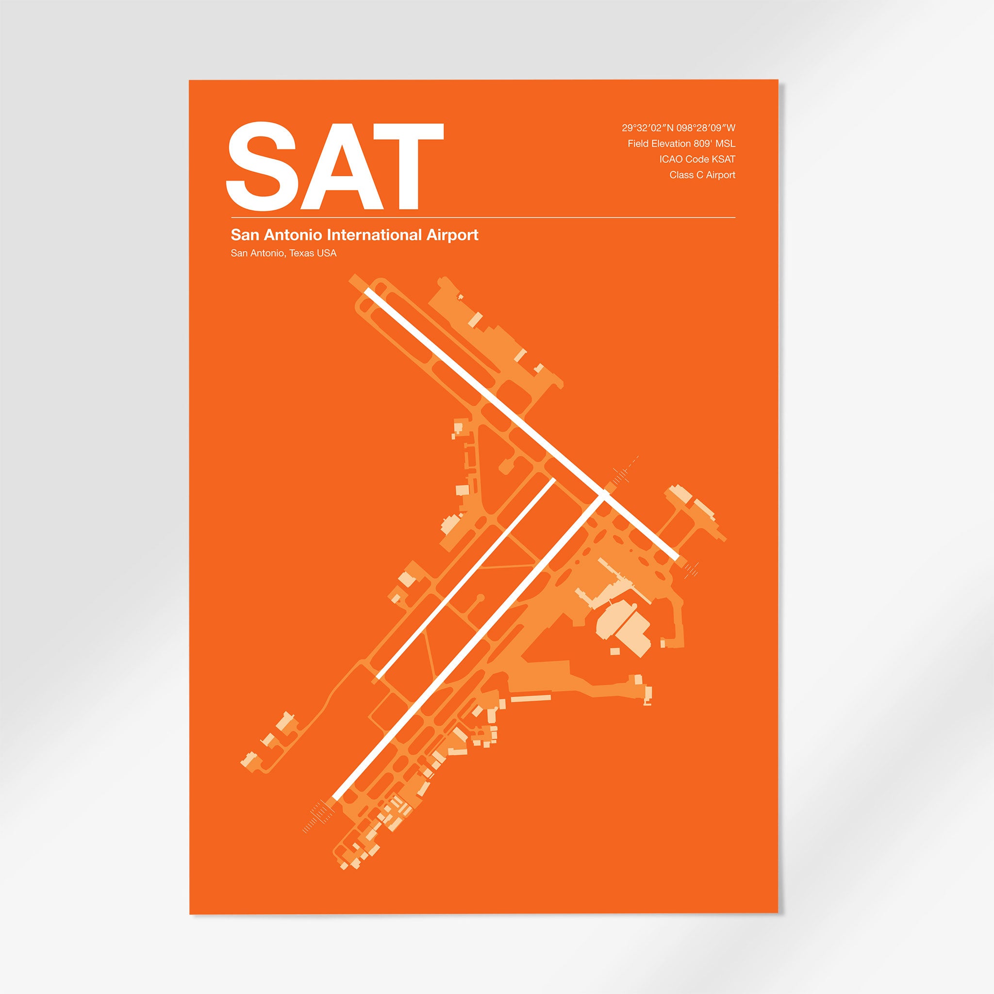 SAT | San Antonio - 12×18" - Sunset Orange - No Frame