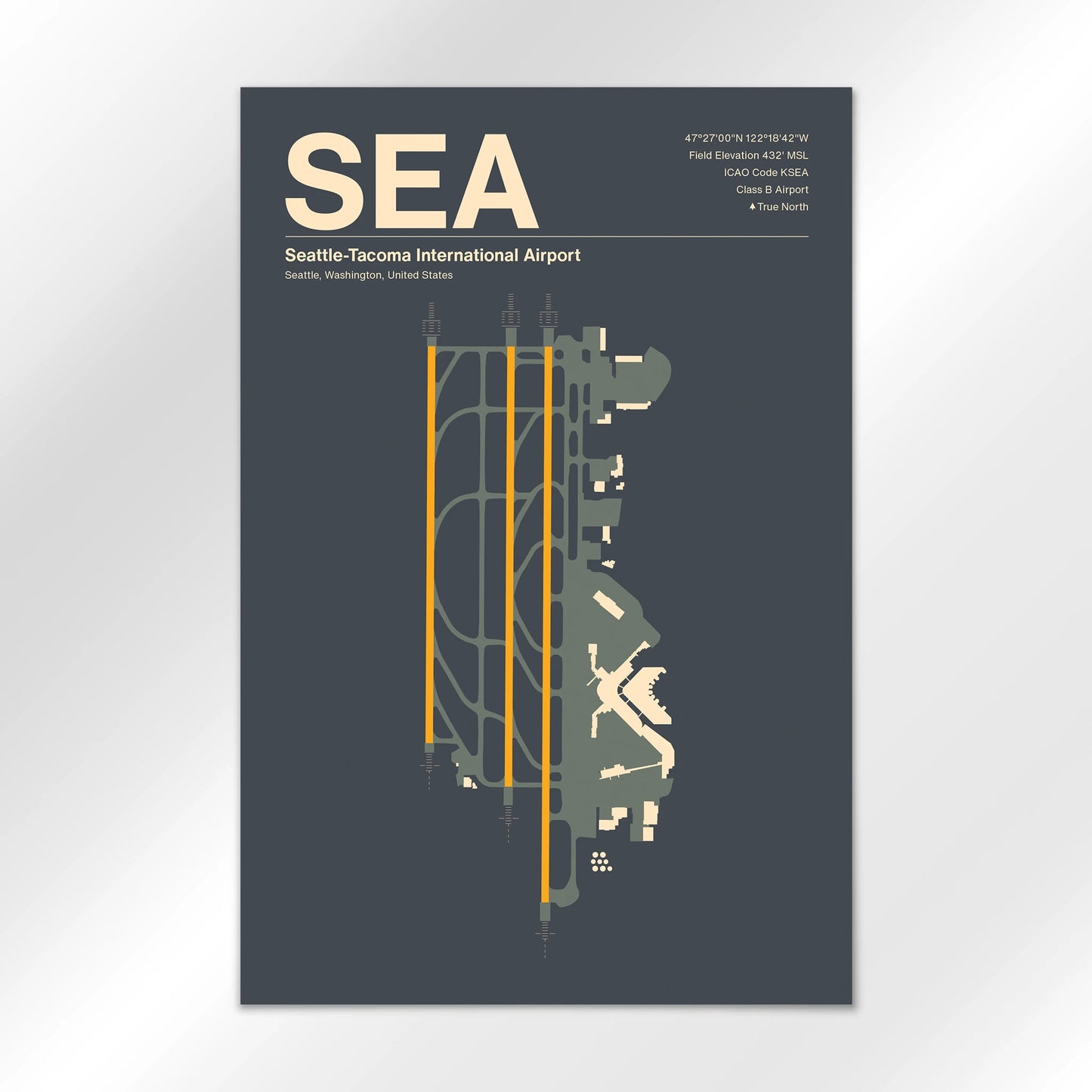 SEA | Seattle - Mid - Century Slate - 12×18" - No Frame