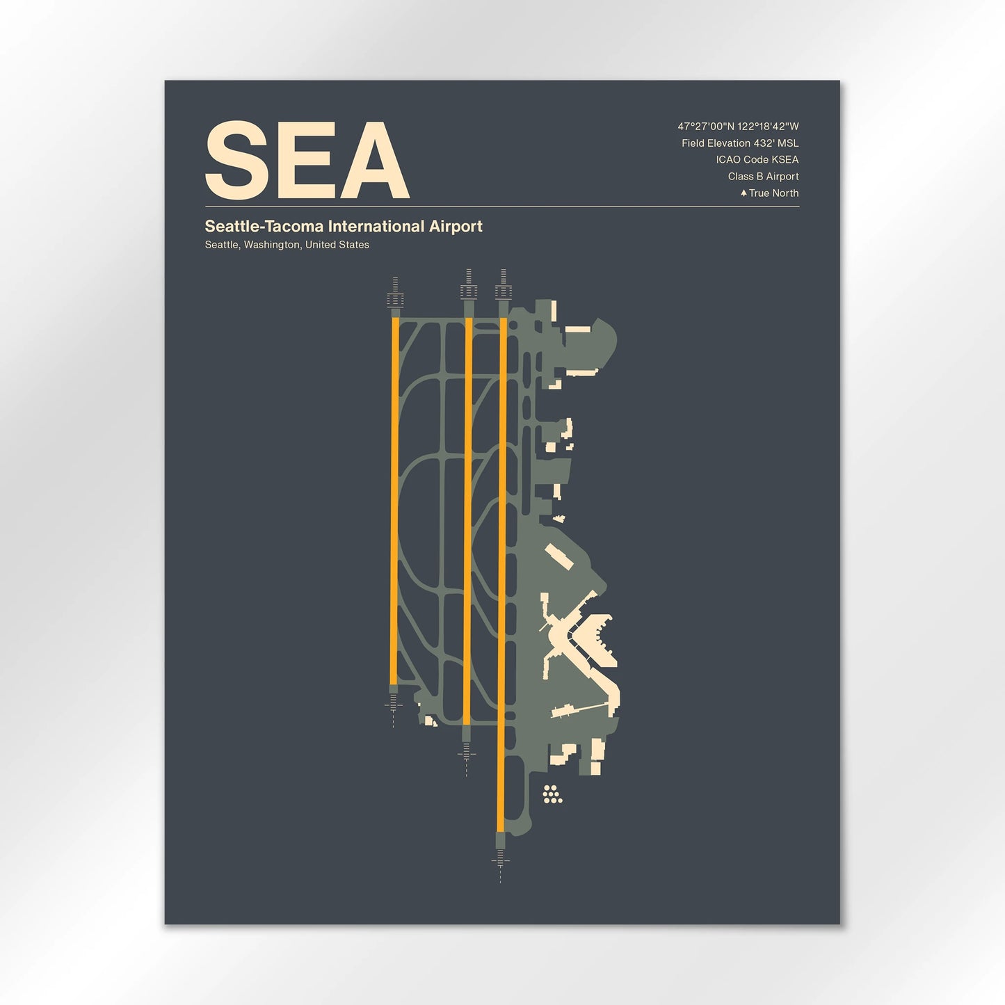 SEA | Seattle - Mid - Century Slate - 16×20" - No Frame