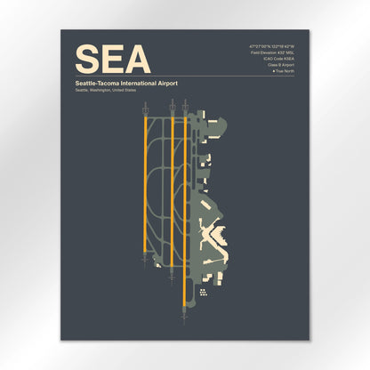 SEA | Seattle - Mid - Century Slate - 16×20" - No Frame