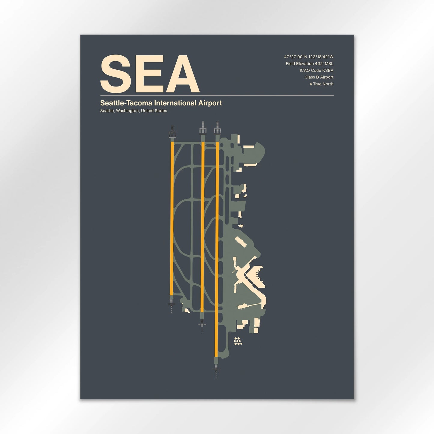 SEA | Seattle - Mid - Century Slate - 18×24" - No Frame