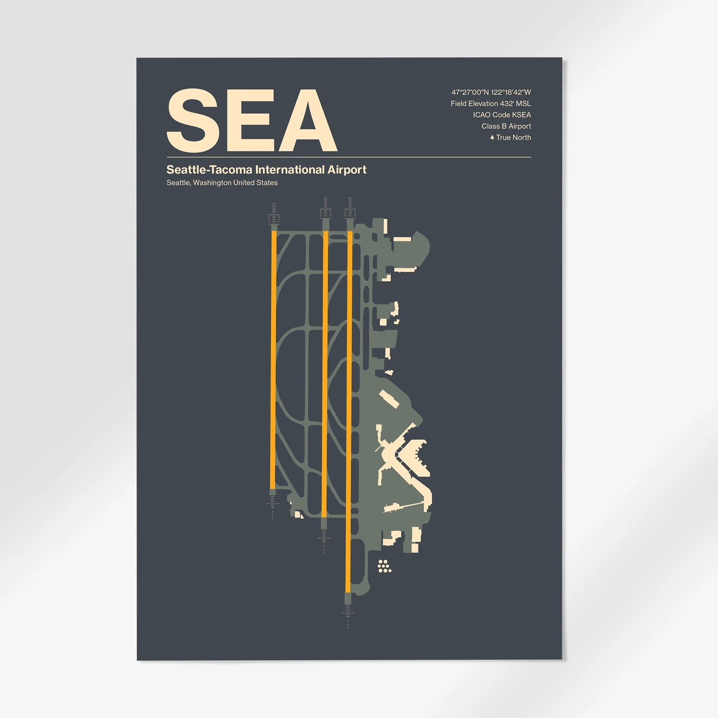 SEA | Seattle - Mid - Century Slate - A1 - No Frame