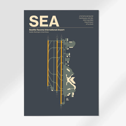 SEA | Seattle - Mid - Century Slate - A1 - No Frame