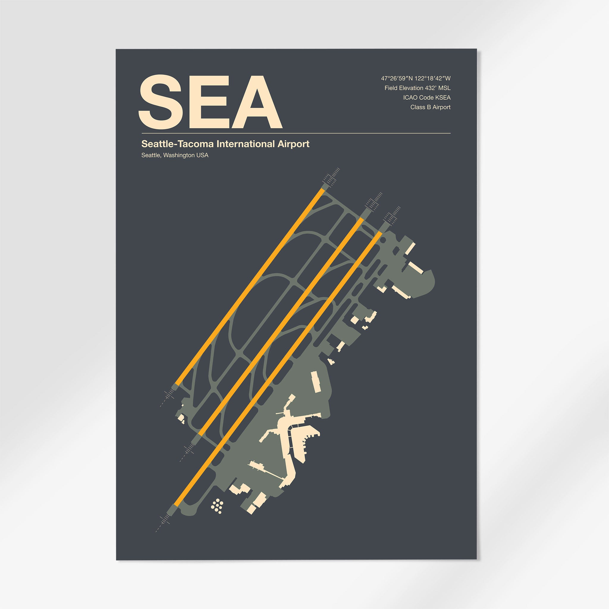 SEA | Seattle - A3 - Mid - Century Slate - Black