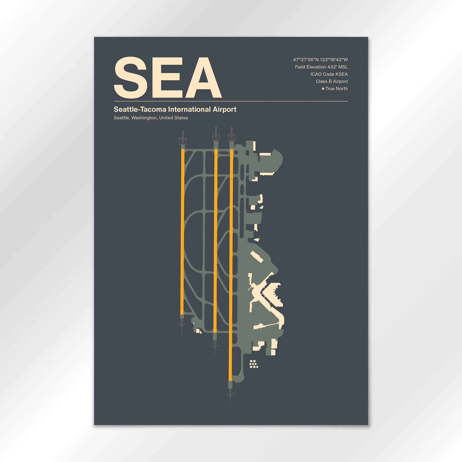 SEA | Seattle - Mid - Century Slate - A1 - No Frame