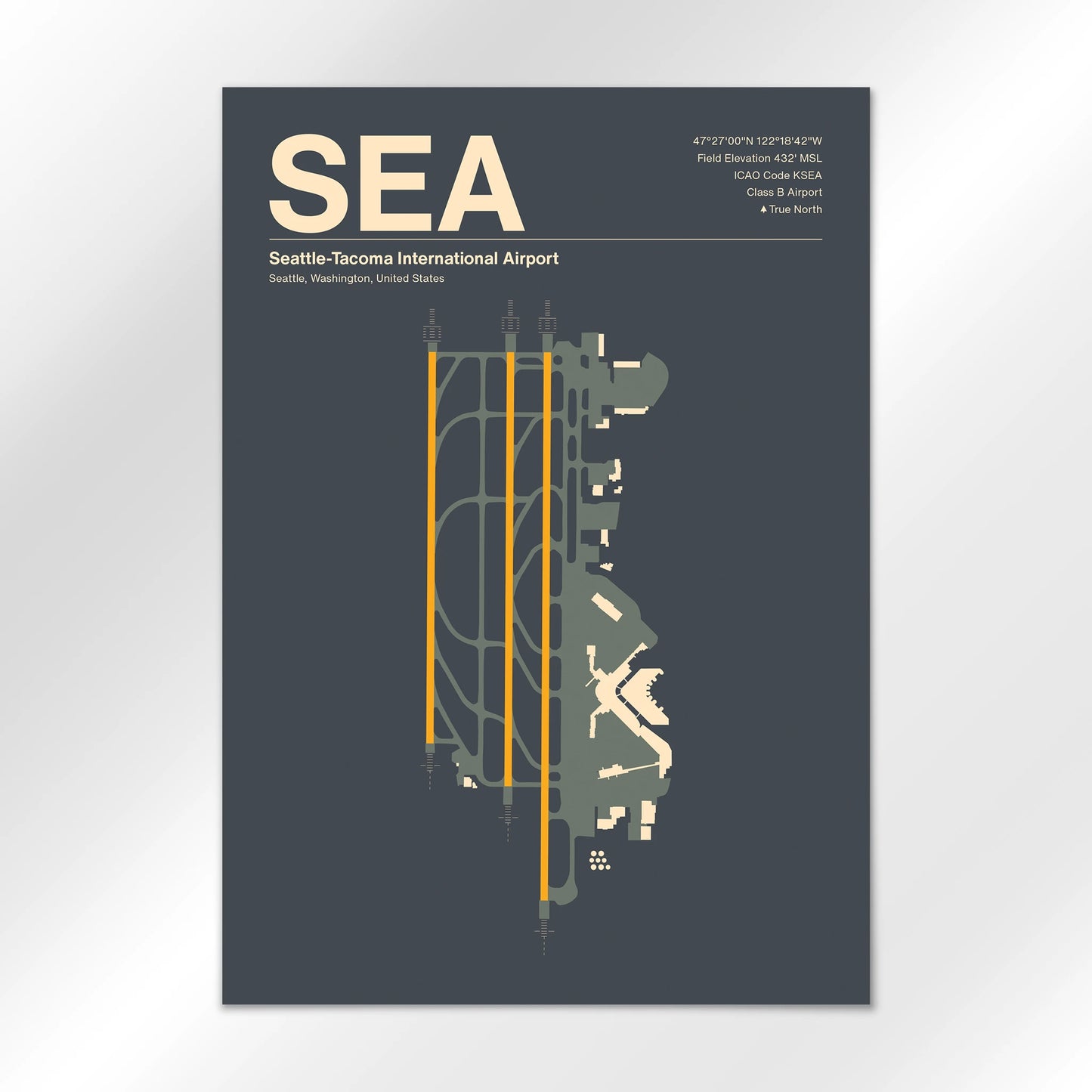 SEA | Seattle - Mid - Century Slate - A1 - No Frame