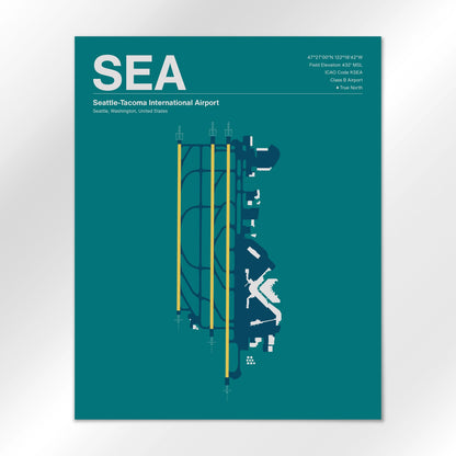 SEA | Seattle - Mid - Century Moss - 16×20" - No Frame