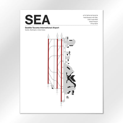 SEA | Seattle - Mid - Century Modern - 16×20" - No Frame