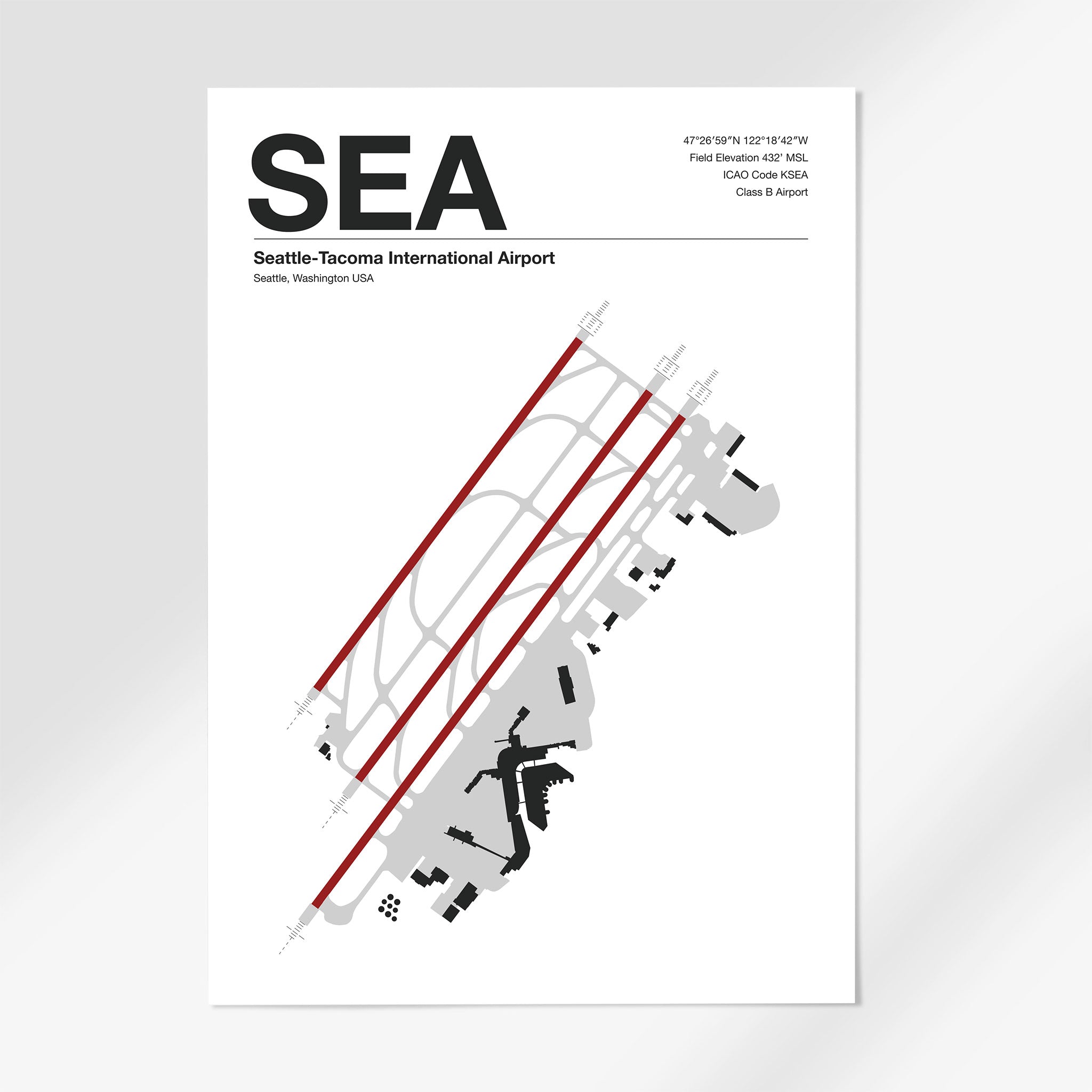 SEA | Seattle - A3 - Mid - Century Modern - Black