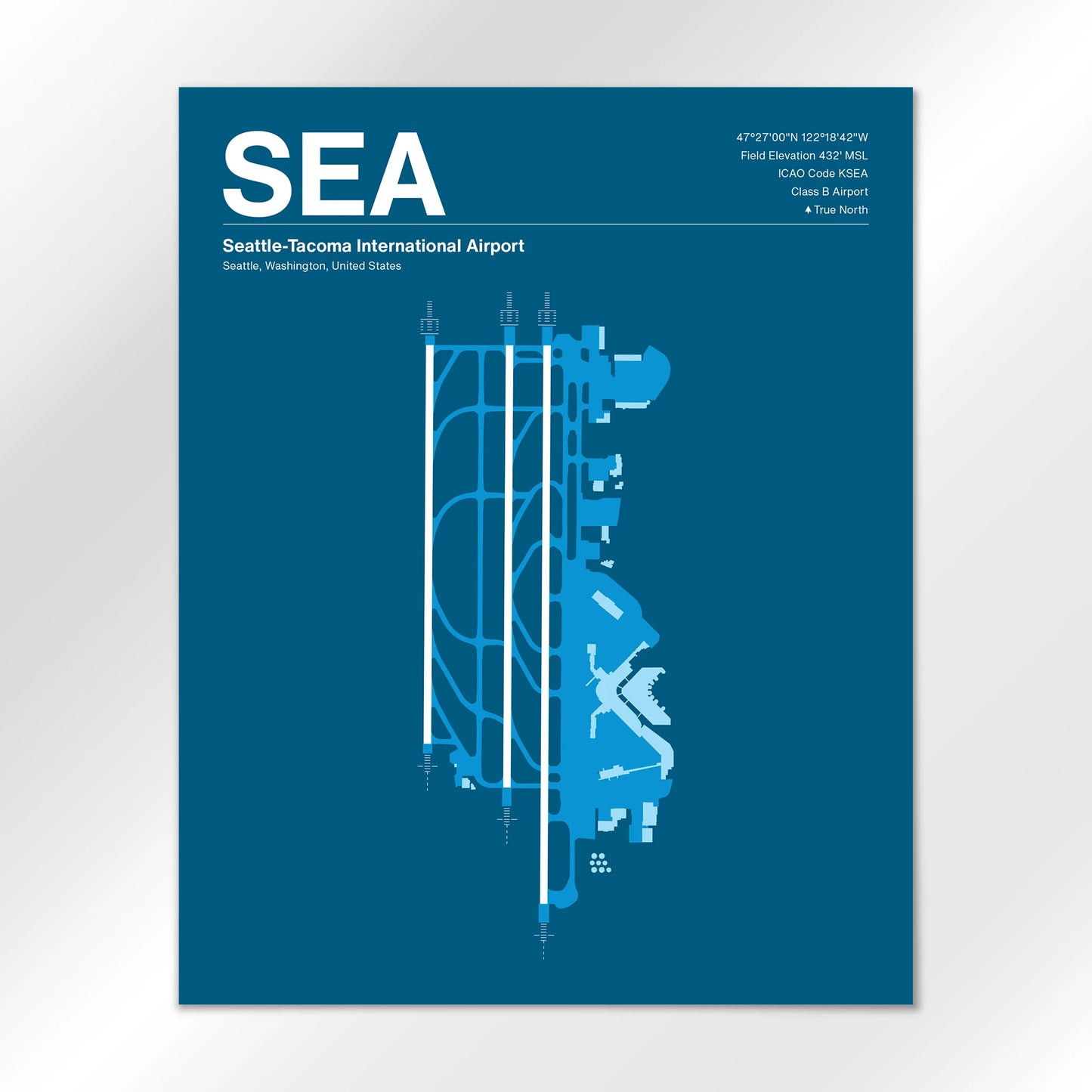 SEA | Seattle - Skyline Blue - 16×20" - No Frame