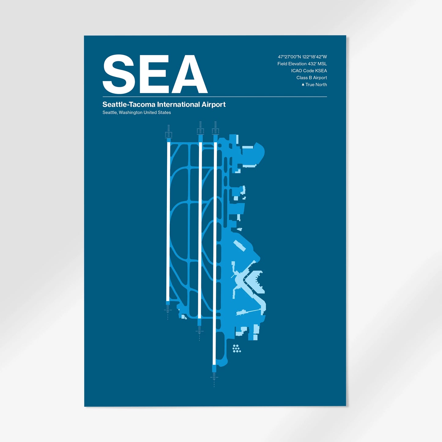 SEA | Seattle - Skyline Blue - A1 - No Frame
