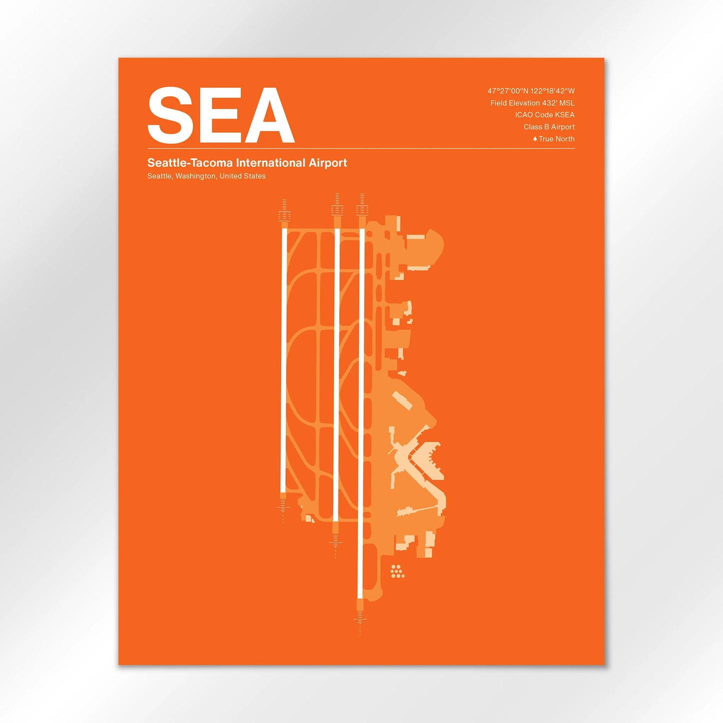 SEA | Seattle - Sunset Orange - 16×20" - No Frame