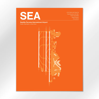 SEA | Seattle - Sunset Orange - 16×20" - No Frame