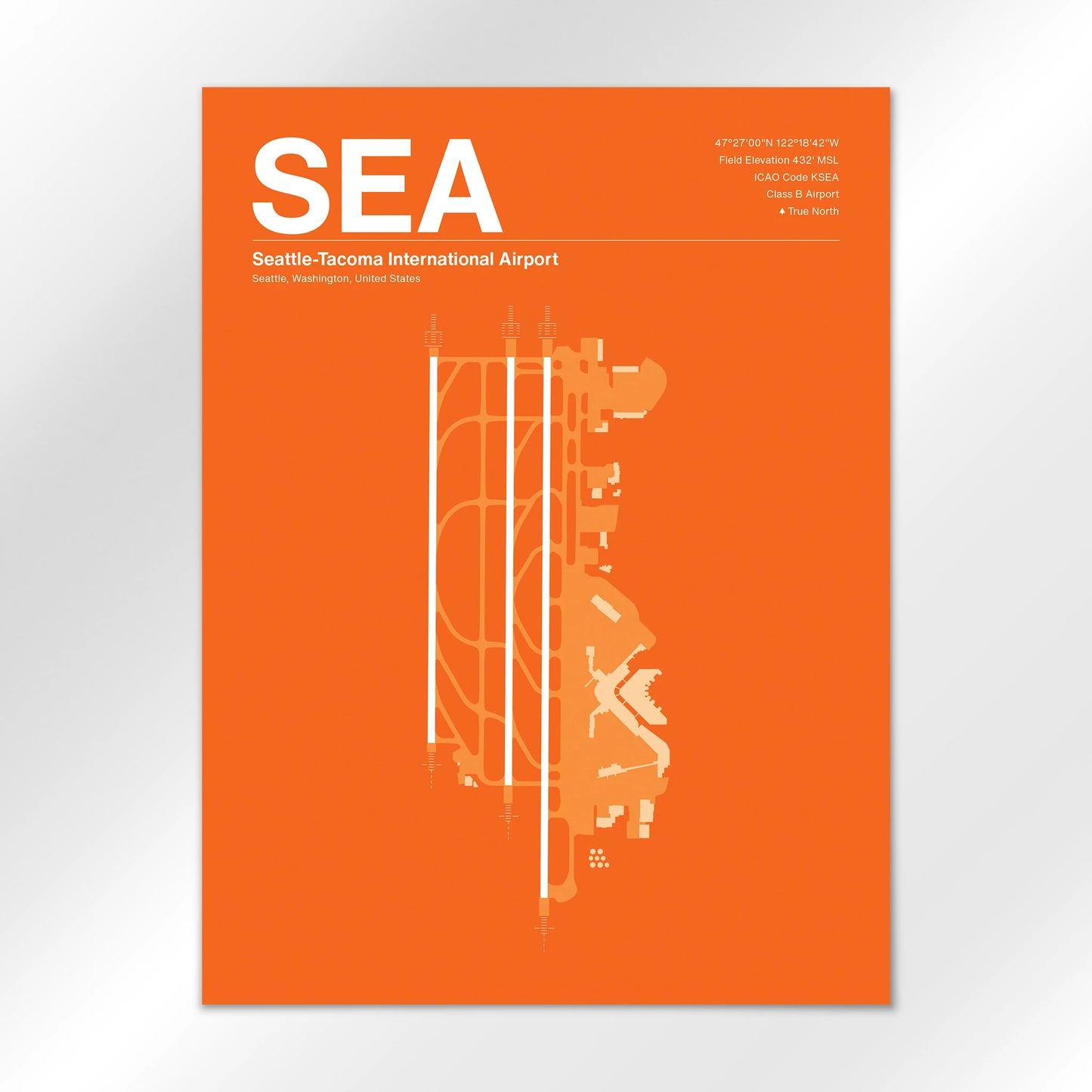 SEA | Seattle - Sunset Orange - 18×24" - No Frame