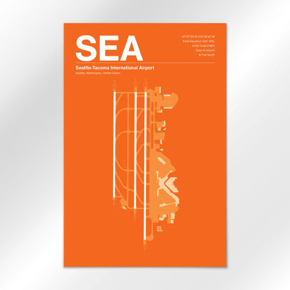 SEA | Seattle - Sunset Orange - 24×36" - No Frame