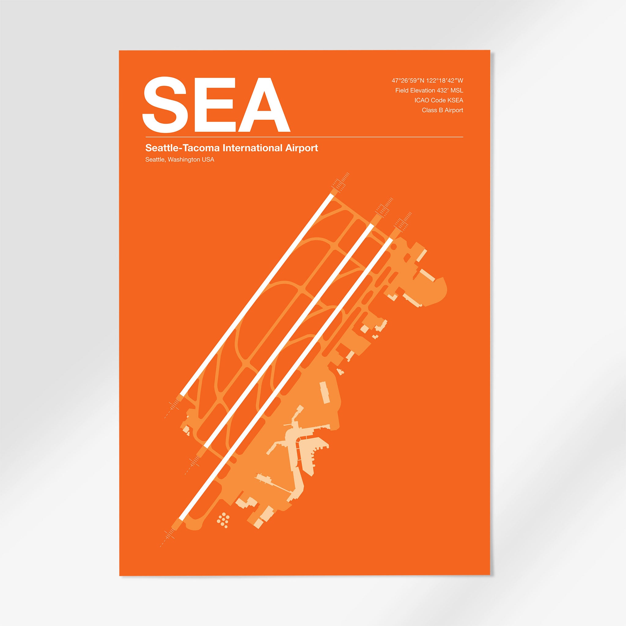 SEA | Seattle - A3 - Sunset Orange - Black
