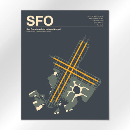 SFO | San Francisco - Mid - Century Slate - 16×20" - No Frame