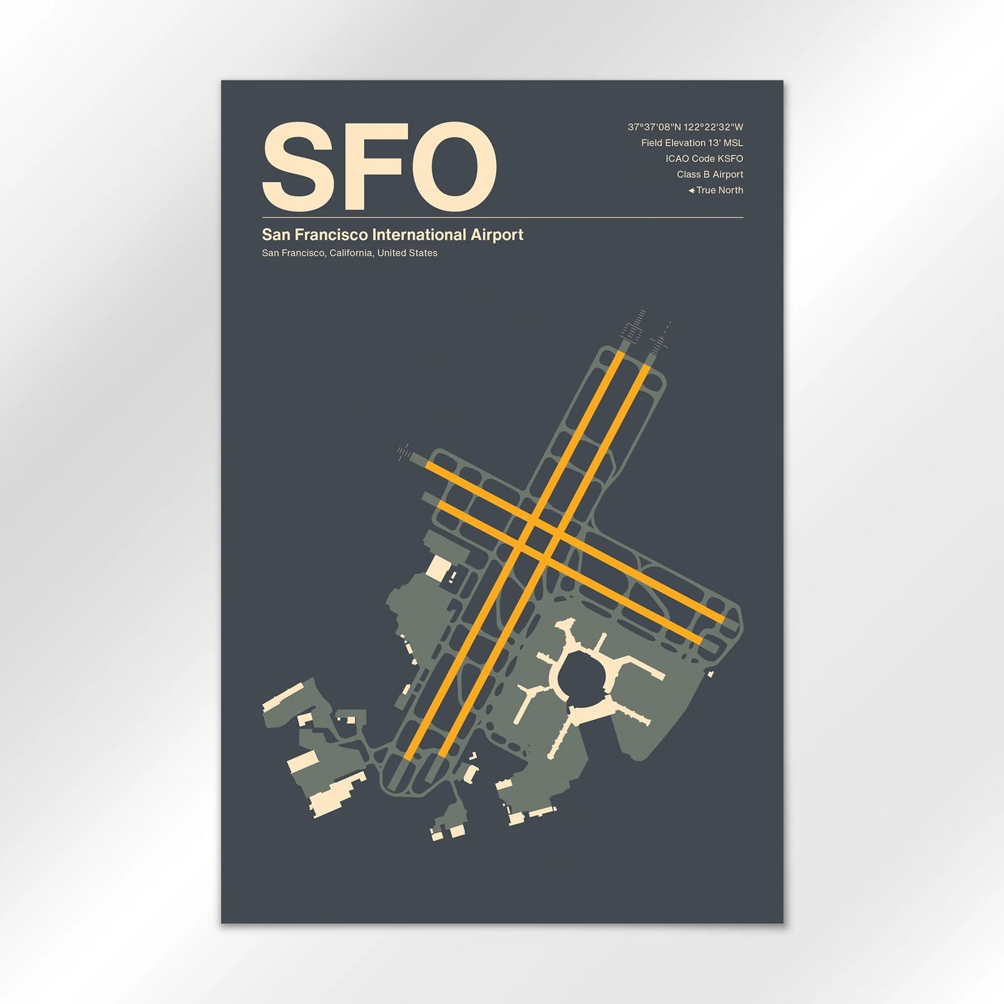 SFO | San Francisco - Mid - Century Slate - 24×36" - No Frame