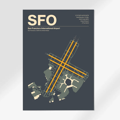 SFO | San Francisco - Mid - Century Slate - A1 - No Frame