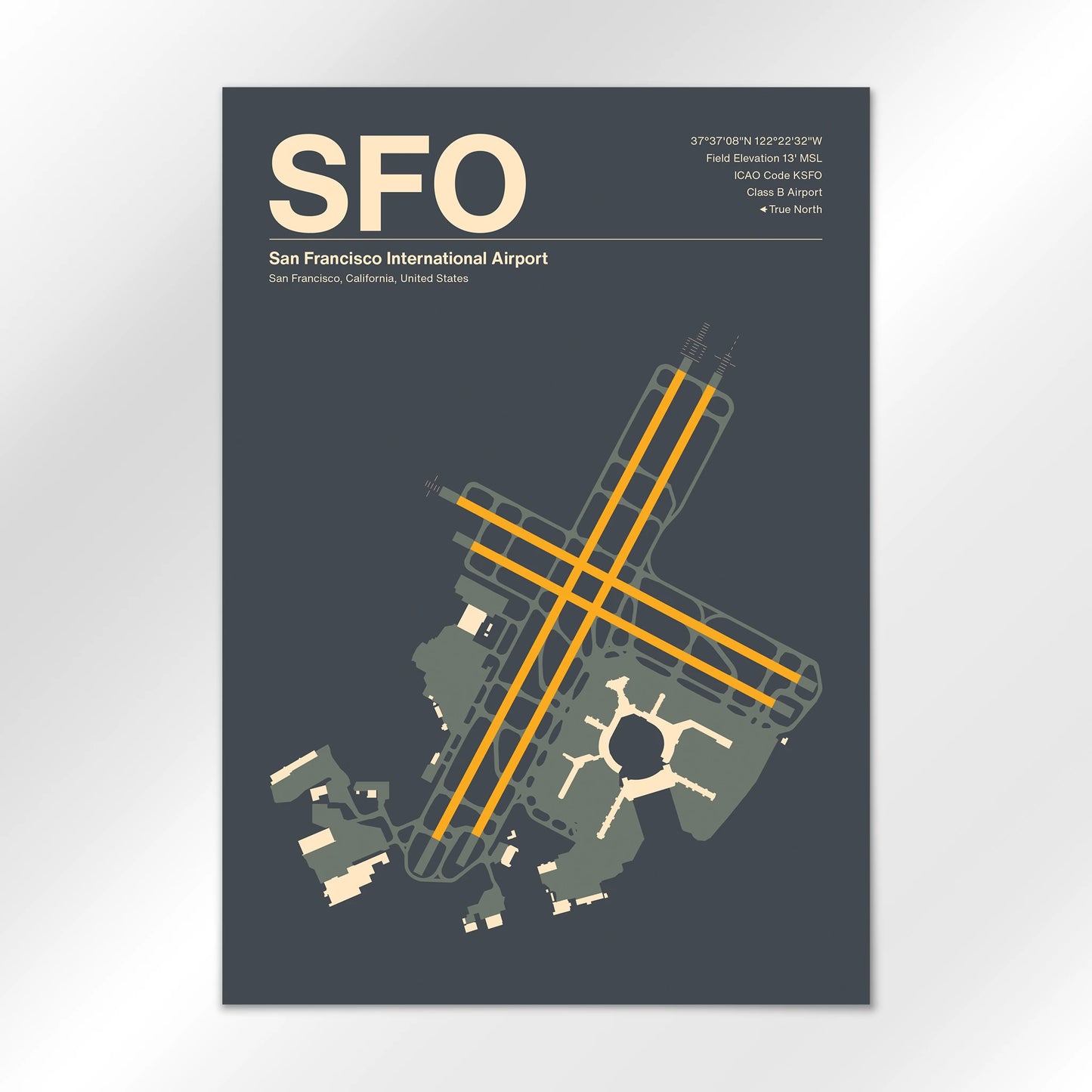 SFO | San Francisco - Mid - Century Slate - A1 - No Frame