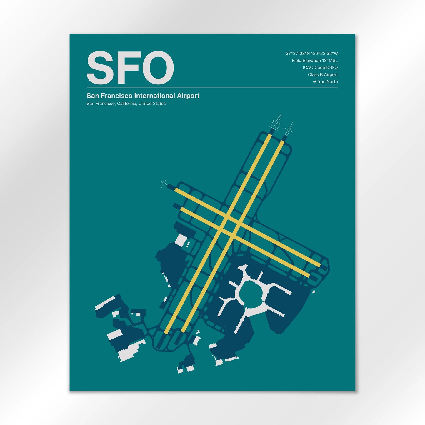 SFO | San Francisco - Mid - Century Moss - 16×20" - No Frame