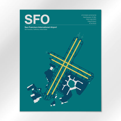 SFO | San Francisco - Mid - Century Moss - 16×20" - No Frame