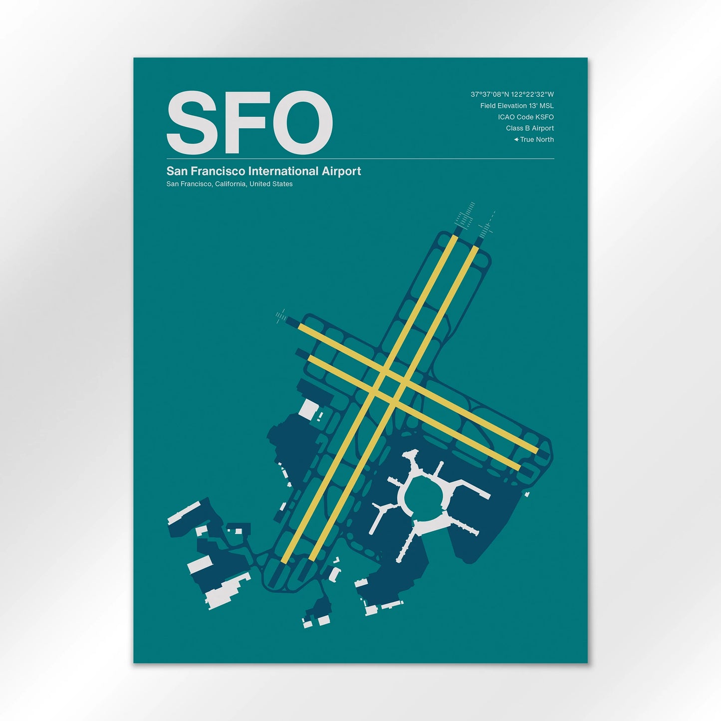 SFO | San Francisco - Mid - Century Moss - 18×24" - No Frame