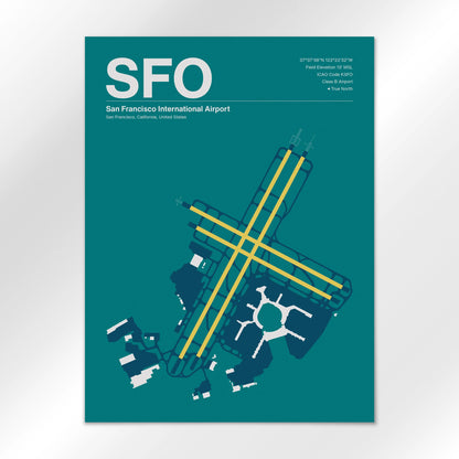 SFO | San Francisco - Mid - Century Moss - 18×24" - No Frame