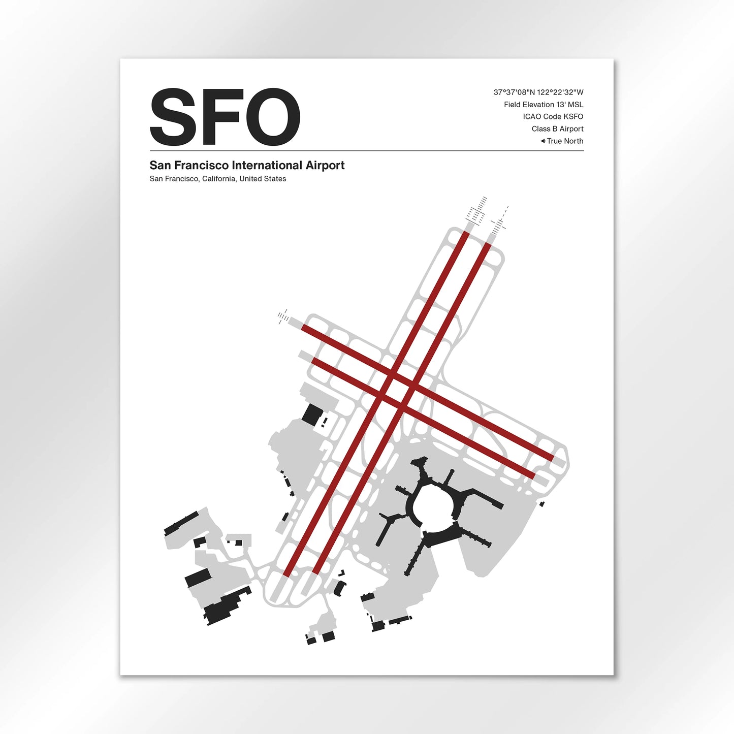 SFO | San Francisco - Mid - Century Modern - 16×20" - No Frame