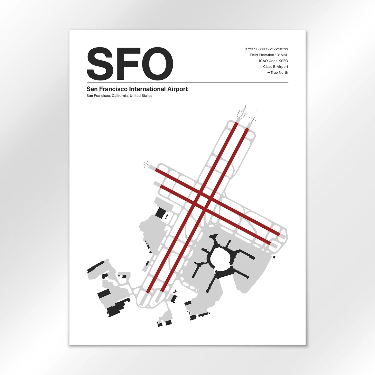SFO | San Francisco - Mid - Century Modern - 18×24" - No Frame