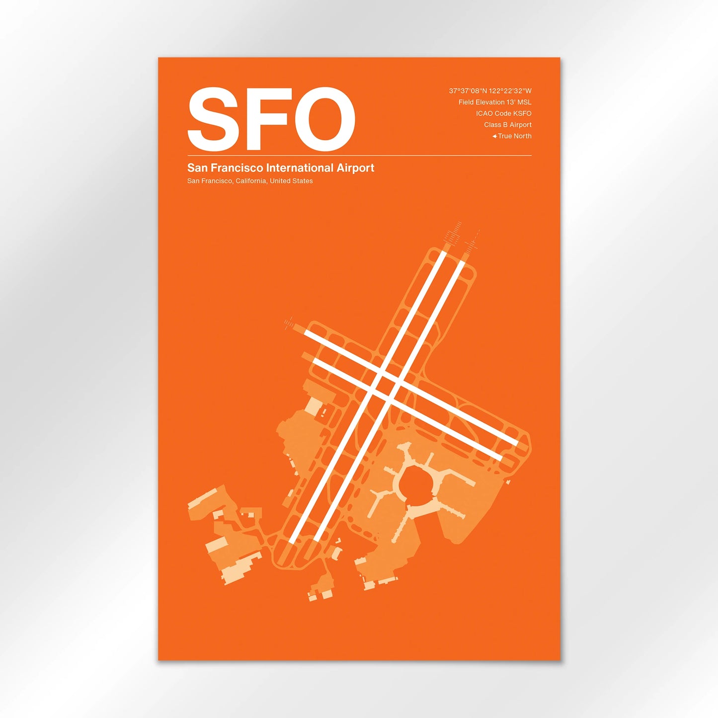 SFO | San Francisco - Sunset Orange - 12×18" - No Frame