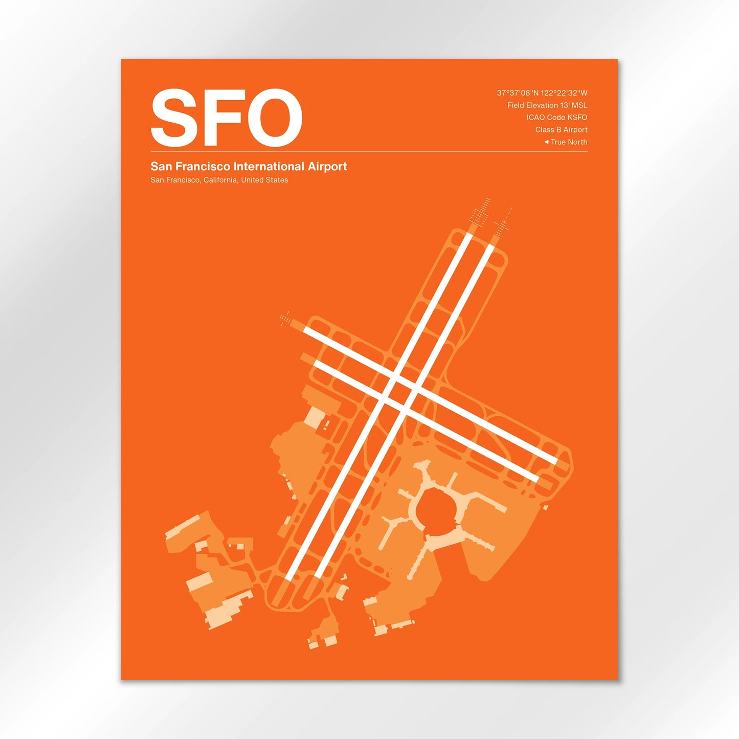 SFO | San Francisco - Sunset Orange - 16×20" - No Frame