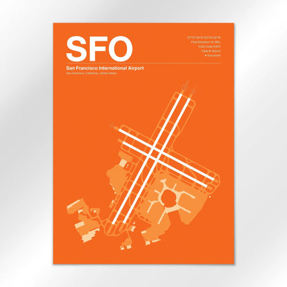 SFO | San Francisco - Sunset Orange - 18×24" - No Frame