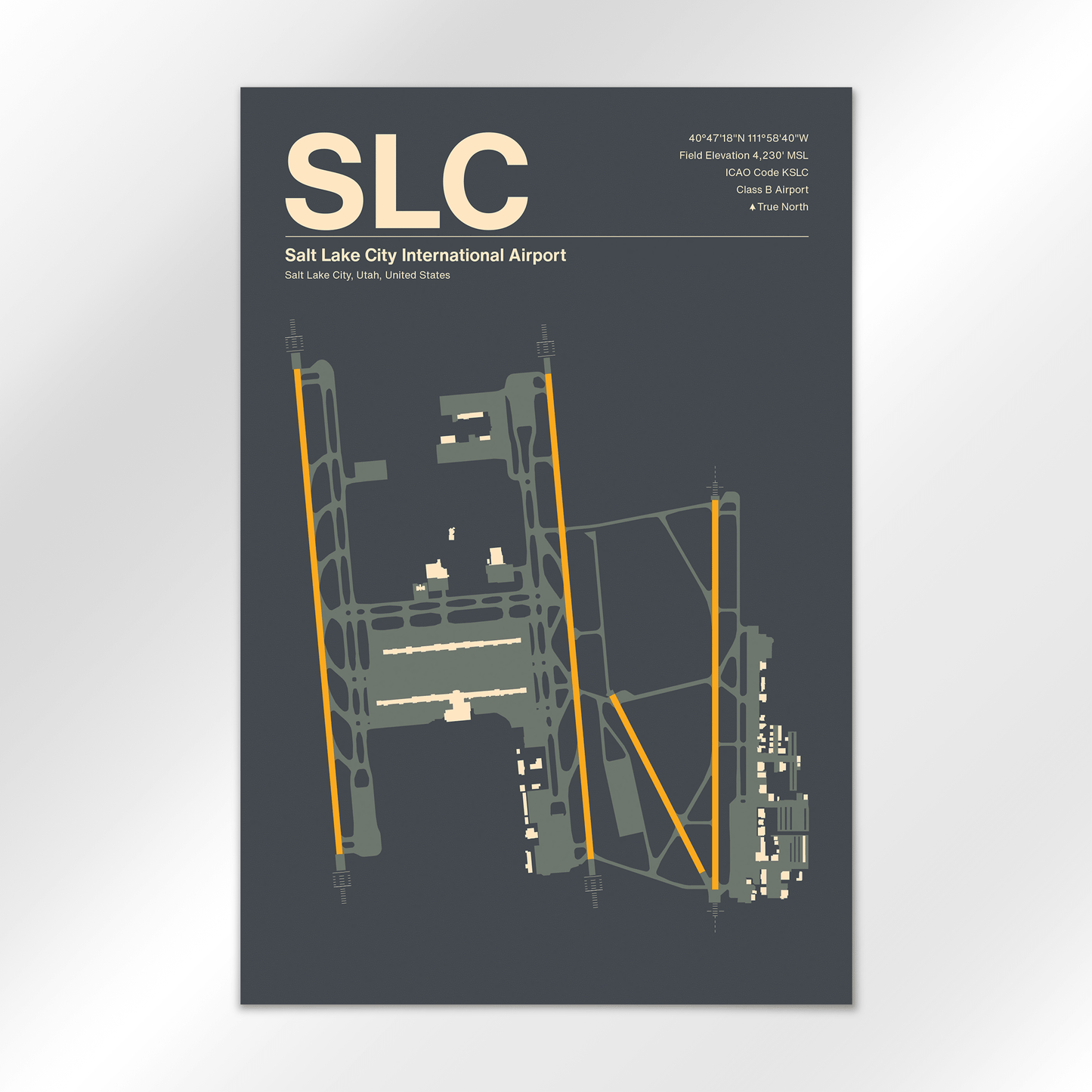SLC | Salt Lake City - Mid - Century Slate - 12×18" - No Frame